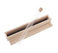 Wooden Incense Tube Lid Storage Slide-out Retro Box with Glass