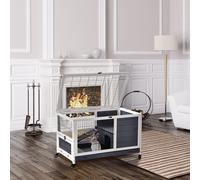 Wooden Indoor Rabbit Hutch Elevated 2-Floor Bunny Cage w/ Enclosed Run Area PawHut Grey One Size