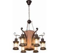 Wooden Industrial Antique Chandelier,Retro Lantern Attic Chandelier,Novelty Chandelier,6 Hanging Multi Lighting,Café Restaurant Decorative-Black,6 Lights Light Fixture(Large)
