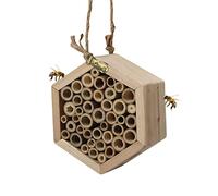 Wooden Insect Bee Bug House Natural Eco-Friendly Wood Insect Hotel Garden Nest Easy Installation Beautiful Design Easy Care (1281 - Hexagonal Insect House)