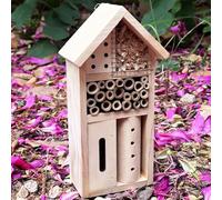Wooden Insect Hotel for Garden - Bee House & Ladybug House, Pollinator Bug Hotel/Bug House to Attract Beneficial Garden Insects (Natural Wood Color)