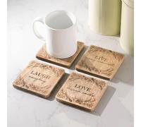 Wooden Coasters Set of 4 with Holder Marco Paul Natural One Size