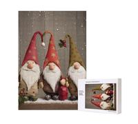 Wooden Intelligence Puzzle 28x40 CM, Christmas Gnomes Printed Jigsaw Puzzles 300 Pieces(boxed) Education Game for Adults, Home Decoration Puzzle