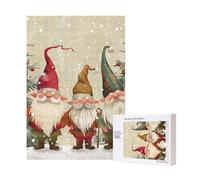 Wooden Intelligence Puzzle 28x40 CM, Christmas Gnomes Printed Jigsaw Puzzles 300 Pieces(boxed) Education Game for Adults, Home Decoration Puzzle