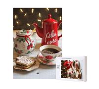Wooden Intelligence Puzzle 28x40 CM, Christmas Tea Time Printed Jigsaw Puzzles 300 Pieces(boxed) Education Game for Adults, Home Decoration Puzzle