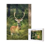 Wooden Intelligence Puzzle 28x40 CM, Deer in the Woods Printed Jigsaw Puzzles 300 Pieces(boxed) Education Game for Adults, Home Decoration Puzzle
