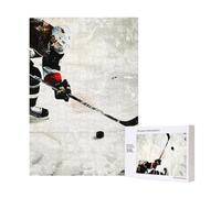 Wooden Intelligence Puzzle 28x40 CM, Ice Hockey Art Printed Jigsaw Puzzles 300 Pieces(boxed) Education Game for Adults, Home Decoration Puzzle