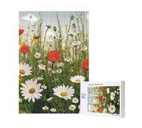 Wooden Intelligence Puzzle 28x40 CM, Meadow and Flowers Printed Jigsaw Puzzles 300 Pieces(boxed) Education Game for Adults, Home Decoration Puzzle