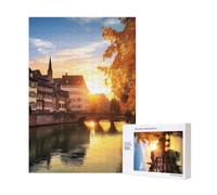Wooden Intelligence Puzzle 28x40 CM, Strasbourg Sundown Printed Jigsaw Puzzles 300 Pieces(boxed) Education Game for Adults, Home Decoration Puzzle