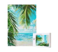 Wooden Intelligence Puzzle 28x40 CM, Tropical beach plant theme Printed Jigsaw Puzzles 300 Pieces(boxed) Education Game for Adults, Home Decoration Puzzle