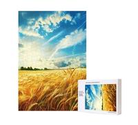Wooden Intelligence Puzzle 28x40 CM, Wheat Field Printed Jigsaw Puzzles 300 Pieces(boxed) Education Game for Adults, Home Decoration Puzzle