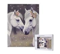 Wooden Intelligence Puzzle 38x52 CM, Adorable Horses Printed Jigsaw Puzzles 500 Pieces(boxed) Education Game for Adults, Home Decoration Puzzle