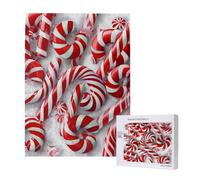 Wooden Intelligence Puzzle 38x52 CM, Candy Canes in snow Printed Jigsaw Puzzles 500 Pieces(boxed) Education Game for Adults, Home Decoration Puzzle
