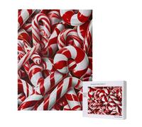 Wooden Intelligence Puzzle 38x52 CM, Candy Canes Printed Jigsaw Puzzles 500 Pieces(boxed) Education Game for Adults, Home Decoration Puzzle
