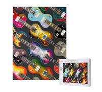 Wooden Intelligence Puzzle 38x52 CM, Colorful Guitars Printed Jigsaw Puzzles 500 Pieces(boxed) Education Game for Adults, Home Decoration Puzzle