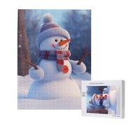 Wooden Intelligence Puzzle 38x52 CM, Cute Snowman Printed Jigsaw Puzzles 500 Pieces(boxed) Education Game for Adults, Home Decoration Puzzle