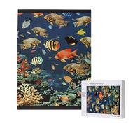 Wooden Intelligence Puzzle 38x52 CM, Fish pattern Printed Jigsaw Puzzles 500 Pieces(boxed) Education Game for Adults, Home Decoration Puzzle