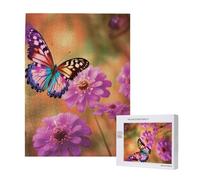 Wooden Intelligence Puzzle 38x52 CM, Flower Butterfly Printed Jigsaw Puzzles 500 Pieces(boxed) Education Game for Adults, Home Decoration Puzzle
