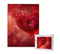 Wooden Intelligence Puzzle 38x52 CM, Heart Shape Flower Printed Jigsaw Puzzles 500 Pieces(boxed) Education Game for Adults, Home Decoration Puzzle