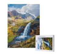 Wooden Intelligence Puzzle 38x52 CM, Mountain Waterfall Printed Jigsaw Puzzles 500 Pieces(boxed) Education Game for Adults, Home Decoration Puzzle