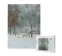 Wooden Intelligence Puzzle 38x52 CM, Snow Falling in The Park Printed Jigsaw Puzzles 500 Pieces(boxed) Education Game for Adults, Home Decoration Puzzle