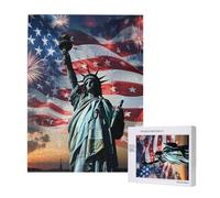 Wooden Intelligence Puzzle 38x52 CM, Statue of Liberty Flag Printed Jigsaw Puzzles 500 Pieces(boxed) Education Game for Adults, Home Decoration Puzzle