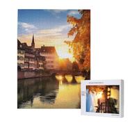 Wooden Intelligence Puzzle 38x52 CM, Strasbourg Sundown Printed Jigsaw Puzzles 500 Pieces(boxed) Education Game for Adults, Home Decoration Puzzle