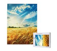 Wooden Intelligence Puzzle 38x52 CM, Wheat Field Printed Jigsaw Puzzles 500 Pieces(boxed) Education Game for Adults, Home Decoration Puzzle