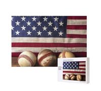 Wooden Intelligence Puzzle 40x28 CM, American flag and baseball Printed Jigsaw Puzzles 300 Pieces(boxed) Education Game for Adults Home Decoration Puzzle