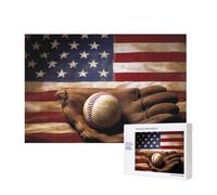 Wooden Intelligence Puzzle 40x28 CM, American Flag Baseball Printed Jigsaw Puzzles 300 Pieces(boxed) Education Game for Adults Home Decoration Puzzle