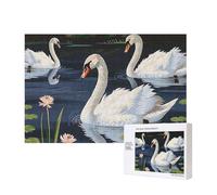 Wooden Intelligence Puzzle 40x28 CM, Beautiful White Swans on The Lake Printed Jigsaw Puzzles 300 Pieces(boxed) Education Game for Adults Home Decoration Puzzle