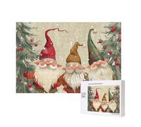 Wooden Intelligence Puzzle 40x28 CM, Christmas Gnomes Printed Jigsaw Puzzles 300 Pieces(boxed) Education Game for Adults Home Decoration Puzzle