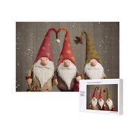 Wooden Intelligence Puzzle 40x28 CM, Christmas Gnomes Printed Jigsaw Puzzles 300 Pieces(boxed) Education Game for Adults Home Decoration Puzzle