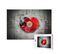 Wooden Intelligence Puzzle 40x28 CM, Clothes Button with Heart Printed Jigsaw Puzzles 300 Pieces(boxed) Education Game for Adults Home Decoration Puzzle