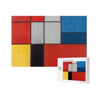 Wooden Intelligence Puzzle 40x28 CM, Composition in Red Yellow Blue and Black Printed Jigsaw Puzzles 300 Pieces(boxed) Education Game for Adults Home Decoration Puzzle