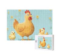 Wooden Intelligence Puzzle 40x28 CM, Creative Cartoon Chicken Printed Jigsaw Puzzles 300 Pieces(boxed) Education Game for Adults Home Decoration Puzzle