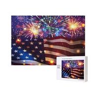 Wooden Intelligence Puzzle 40x28 CM, Firework American Flag 4Th of July Printed Jigsaw Puzzles 300 Pieces(boxed) Education Game for Adults Home Decoration Puzzle