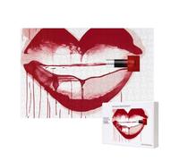 Wooden Intelligence Puzzle 40x28 CM, Heart Drawn in Lipstick Printed Jigsaw Puzzles 300 Pieces(boxed) Education Game for Adults Home Decoration Puzzle