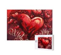 Wooden Intelligence Puzzle 40x28 CM, Heart Printed Jigsaw Puzzles 300 Pieces(boxed) Education Game for Adults Home Decoration Puzzle