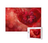 Wooden Intelligence Puzzle 40x28 CM, Heart Shape Flower Printed Jigsaw Puzzles 300 Pieces(boxed) Education Game for Adults Home Decoration Puzzle