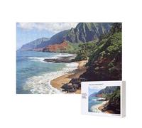 Wooden Intelligence Puzzle 40x28 CM, Kauai Hawaii Seashore Printed Jigsaw Puzzles 300 Pieces(boxed) Education Game for Adults Home Decoration Puzzle