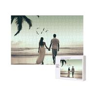 Wooden Intelligence Puzzle 40x28 CM, Married Couple Walking on The Beach Printed Jigsaw Puzzles 300 Pieces(boxed) Education Game for Adults Home Decoration Puzzle