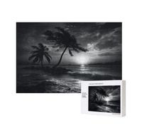 Wooden Intelligence Puzzle 40x28 CM, Sea and tree in the night Printed Jigsaw Puzzles 300 Pieces(boxed) Education Game for Adults Home Decoration Puzzle