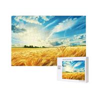 Wooden Intelligence Puzzle 40x28 CM, Wheat Field Printed Jigsaw Puzzles 300 Pieces(boxed) Education Game for Adults Home Decoration Puzzle