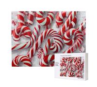 Wooden Intelligence Puzzle 52x38 CM, Candy Canes in snow Printed Jigsaw Puzzles 500 Pieces(boxed) Education Game for Adults, Home Decoration Puzzle