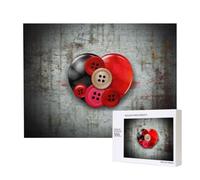 Wooden Intelligence Puzzle 52x38 CM, Clothes Button with Heart Printed Jigsaw Puzzles 500 Pieces(boxed) Education Game for Adults, Home Decoration Puzzle