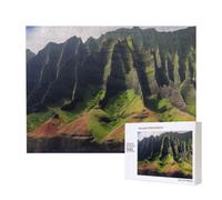 Wooden Intelligence Puzzle 52x38 CM, Coast Kauai Mountain Cliff Printed Jigsaw Puzzles 500 Pieces(boxed) Education Game for Adults, Home Decoration Puzzle