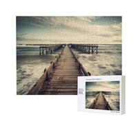 Wooden Intelligence Puzzle 52x38 CM, Coastal Pier Printed Jigsaw Puzzles 500 Pieces(boxed) Education Game for Adults, Home Decoration Puzzle