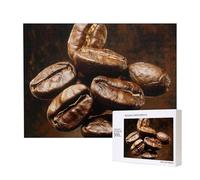 Wooden Intelligence Puzzle 52x38 CM, Coffee Beans Printed Jigsaw Puzzles 500 Pieces(boxed) Education Game for Adults, Home Decoration Puzzle
