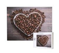 Wooden Intelligence Puzzle 52x38 CM, Coffee Beans Shaped in Heart Printed Jigsaw Puzzles 500 Pieces(boxed) Education Game for Adults, Home Decoration Puzzle